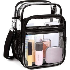 Clear Crossbody Bag with Adjustable Shoulder Strap, Stadium Approved PVC Clear